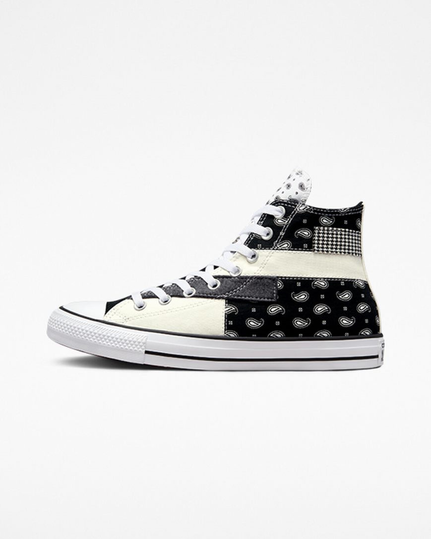 Dámské Boty Vysoké Converse Chuck Taylor All Star Hacked Patterns Béžový Černé Bílé | CZ MBVZ27